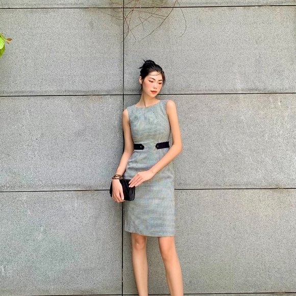 ALANTINO HOUNDSTOOTH MINI DRESS - Picture 1 of 14